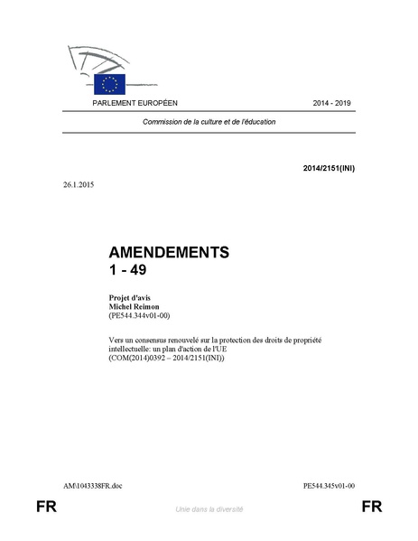 Fichier:Amendements sur rapport Reimon renforcement IPR.pdf